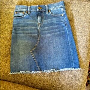 J Crew Denim Mini Skirt Raw Edge Hem XS